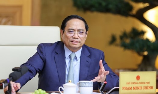 Thủ tướng Phạm Minh Chính làm việc với đoàn đại biểu Hội đồng Kinh doanh Mỹ - ASEAN (USABC). Ảnh: VGP
