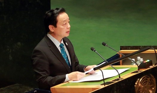 Phó Thủ tướng Trần Hồng Hà phát biểu tại phiên khai mạc Hội nghị Nước Liên Hợp Quốc năm 2023. Ảnh: VGP