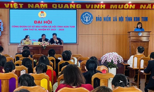 Công đoàn cơ sở Bảo hiểm xã hội tỉnh Kon Tum tổ chức Đại hội lần thứ IX nhiệm kỳ 2023-2028. Ảnh: Công đoàn Kon Tum