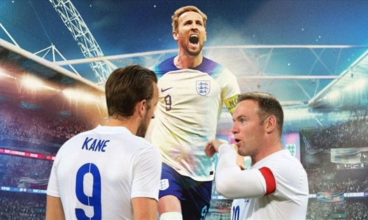 Rooney chúc mừng Harry Kane sau khi chứng kiến đàn em phá kỷ lục ghi bàn ở tuyển Anh.   Đồ họa: Văn An