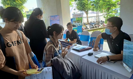Nhiều ứng viên đến tìm hiểu thông tin tuyển dụng của các doanh nghiệp trong ngày hội việc làm tại Đà Nẵng. Ảnh: Nguyễn Linh