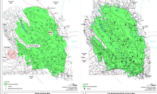 Bản đồ cấu trúc mỏ khí đốt khổng lồ Groningen. Ảnh: Bộ Kinh tế và Chính sách khí hậu Hà Lan