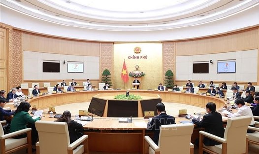 Thủ tướng Phạm Minh Chính chủ trì phiên họp Chính phủ chuyên đề về xây dựng pháp luật tháng 3.2023. Ảnh: Dương Giang/TTXVN