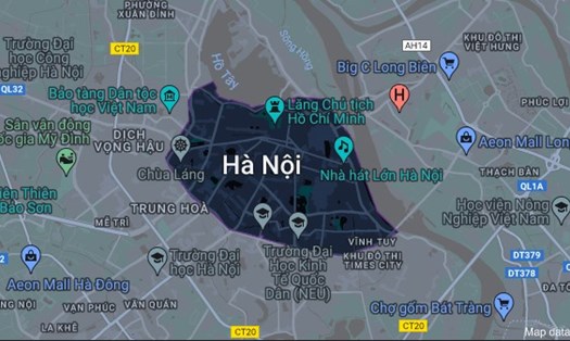 Bản đồ Hà Nội. Ảnh chụp màn hình: Phạm Đông