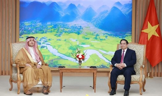 Thủ tướng Phạm Minh Chính tiếp Đại sứ Saudi Arabia tại Việt Nam Mohammed Ismaeil A. Dahlwy. Ảnh: TTXVN