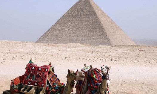 Kim tự tháp Ai Cập ngày 2.3.2023. Ảnh: Xinhua