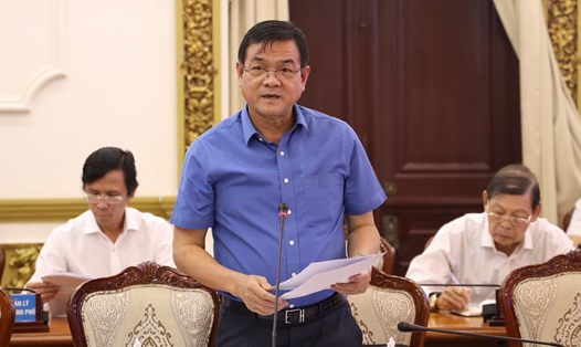 Thiếu tướng Lê Hồng Nam - Giám đốc công an TPHCM phát biểu tại cuộc họp. Ảnh: Công an TPHCM