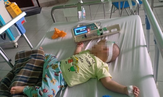 Cháu Phạm Gia Huy được điều trị tại bệnh viện. Ảnh chụp khi cháu được 18 tháng tuổi. Ảnh: Gia đình cung cấp