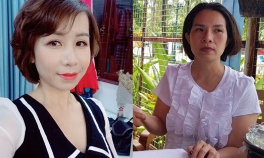 Hai người đàn bà chiếm đoạt cả trăm tỉ đồng của nhà đầu tư là Nguyễn Thị Lê Mai và Ngô Lệ Thuý trước khi bị bắt (từ phải qua). Ảnh: Hương Vũ