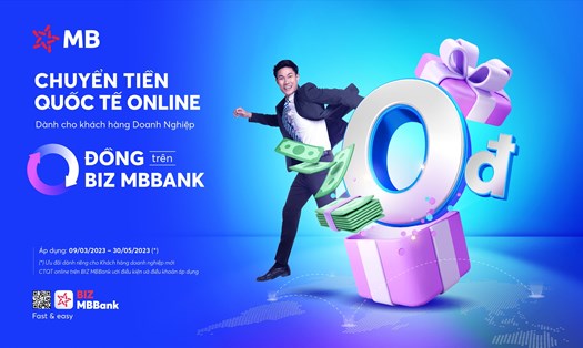 Trên nền tảng ngân hàng số BIZ MBBank sẽ được miễn phí chuyển tiền và điện phí tới hết ngày 31.12.2023. Nguồn: MB