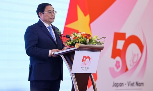 Thủ tướng Phạm Minh Chính dự Hội thảo kinh tế cấp cao Việt Nam và Nhật Bản, sáng 7.3.2023 tại Hà Nội. Ảnh: VGP