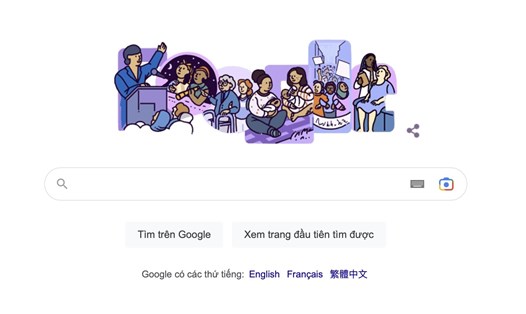 Google Doodle ngày 8.3 có phạm vi tiếp cận người dùng Google khắp thế giới. Ảnh chụp màn hình