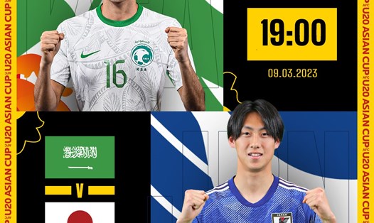 U20 Nhật Bản thắng 2 trận đầu tiên và chỉ cần hòa U20 Saudi Arabia là có thể đi tiếp ở U20 Châu Á 2023. Ảnh thiết kế: Chi Trần.