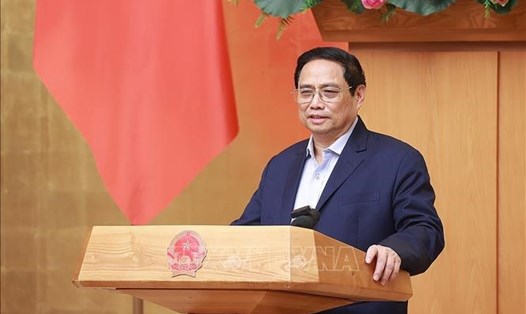 Thủ tướng Phạm Minh Chính chủ trì phiên họp Chính phủ chuyên đề xây dựng pháp luật tháng 4.2023. Ảnh: Dương Giang/TTXVN