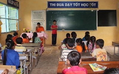 Các lớp dạy chữ Khmer vào mỗi dịp hè có ý nghĩa rất lớn trong việc giúp đồng bào Khmer bảo tồn, phát triển tiếng nói, chữ viết của dân tộc. Ảnh: TTXVN