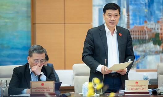 Chủ nhiệm Ủy ban Kinh tế của Quốc hội Vũ Hồng Thanh trình bày báo cáo thẩm tra. Ảnh: Phạm Thắng/QH