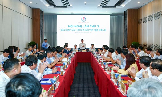 Toàn cảnh Hội nghị lần thứ 3 Ban Chấp hành Hội Nhà báo Việt Nam lần khóa XI. Ảnh: Hữu Long