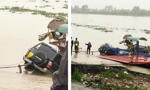 Lực lượng chức năng huyện Nghĩa Hưng (tỉnh Nam Định) tiến hành trục vớt chiếc ôtô, điều tra nguyên nhân sự việc. Ảnh: Quỳnh An