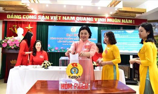 100% Công đoàn cơ sở của quận Hoàng Mai  tổ chức Đại hội, Hội nghị nhiệm kỳ 2023-2028  đảm bảo quy trình, nội dung theo quy định của Điều lệ Công đoàn Việt Nam. Ảnh: CĐCS