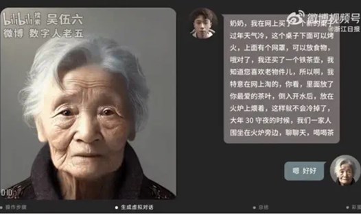 Một số công ty tang lễ Trung Quốc đang sử dụng công nghệ AI để tái tạo hình ảnh, cho phép người thân nói chuyện với người đã khuất. Ảnh: Blogger Wu Wuliu