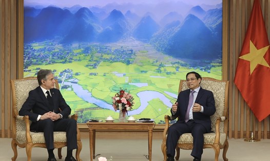 Thủ tướng Phạm Minh Chính tiếp Ngoại trưởng Mỹ Antony Blinken. Ảnh: Hải Nguyễn