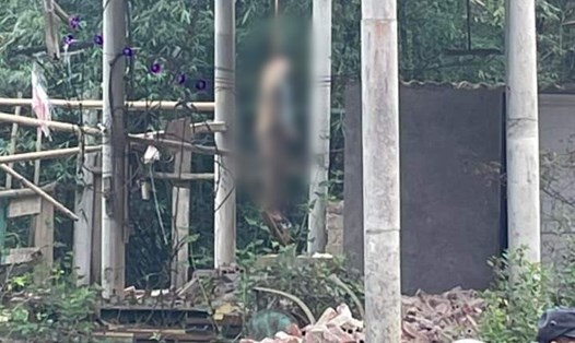 Người đàn ông tử vong trong tư thế treo cổ ở xưởng đũa tại huyện Đà Bắc, tỉnh Hòa Bình. Ảnh: NDCC