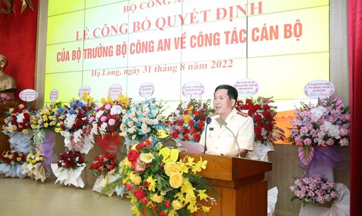 Giám đốc Công an tỉnh Quảng Ninh Đinh Văn Nơi phát biểu nhận nhiệm vụ. Ảnh: Cổng TTĐT Quảng Ninh