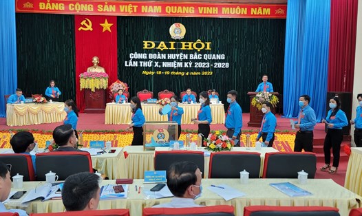 Đại hội cấp trên cơ sở điểm của tỉnh Hà Giang nhiệm kỳ 2023-2028. Ảnh: LĐLĐ Hà Giang