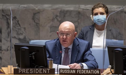 Đại sứ Nga tại Liên Hợp Quốc Vassily Nebenzia, Chủ tịch Hội đồng Bảo an, tháng 10.2020. Ảnh: Xinhua