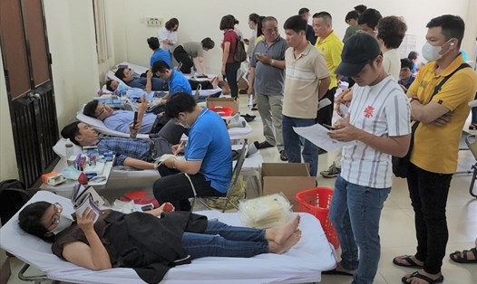 Buổi hiến máu tình nguyện do LĐLĐ tỉnh Bà Rịa - Vũng Tàu phát động. Ảnh: LĐLĐ