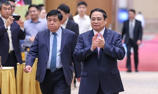 Thủ tướng Phạm Minh Chính tới dự hội nghị công bố và triển khai quy hoạch tổng thể quốc gia thời kỳ 2021-2030 tầm nhìn đến 2050. Ảnh: VGP