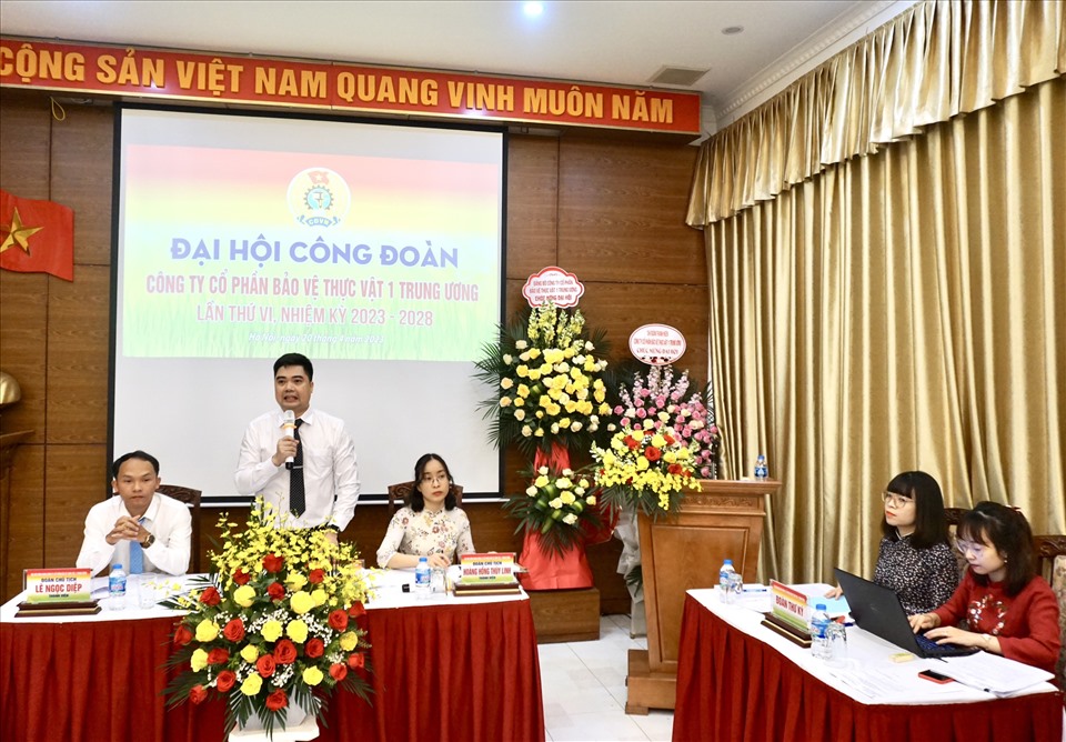 Đại hội Công đoàn Công ty Cổ phần Bảo vệ thực vật 1 Trung ương tổ chức Đại hội lần thứ VI, nhiệm kỳ 2023 - 2028 diễn ra ngày 20.4. Ảnh: Hoàng Long