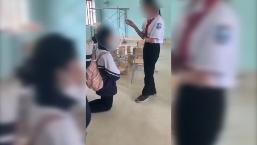 Thời gian qua, liên tiếp xảy ra các vụ bạo lực học đường. Ảnh cắt từ clip