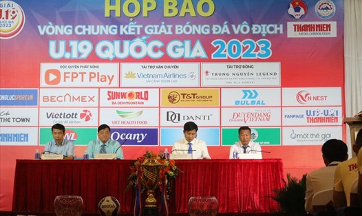 Lễ họp báo vòng chung kết U19 Quốc gia 2023 diễn ra chiều 21.4 tại Tây Ninh. Ảnh: Khả Hoà