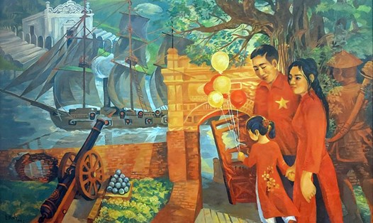 Tác phẩm "Dấu xưa" của hoạ sĩ Nguyễn Tường Vinh. Ảnh: Bảo tàng Mỹ thuật Đà Nẵng