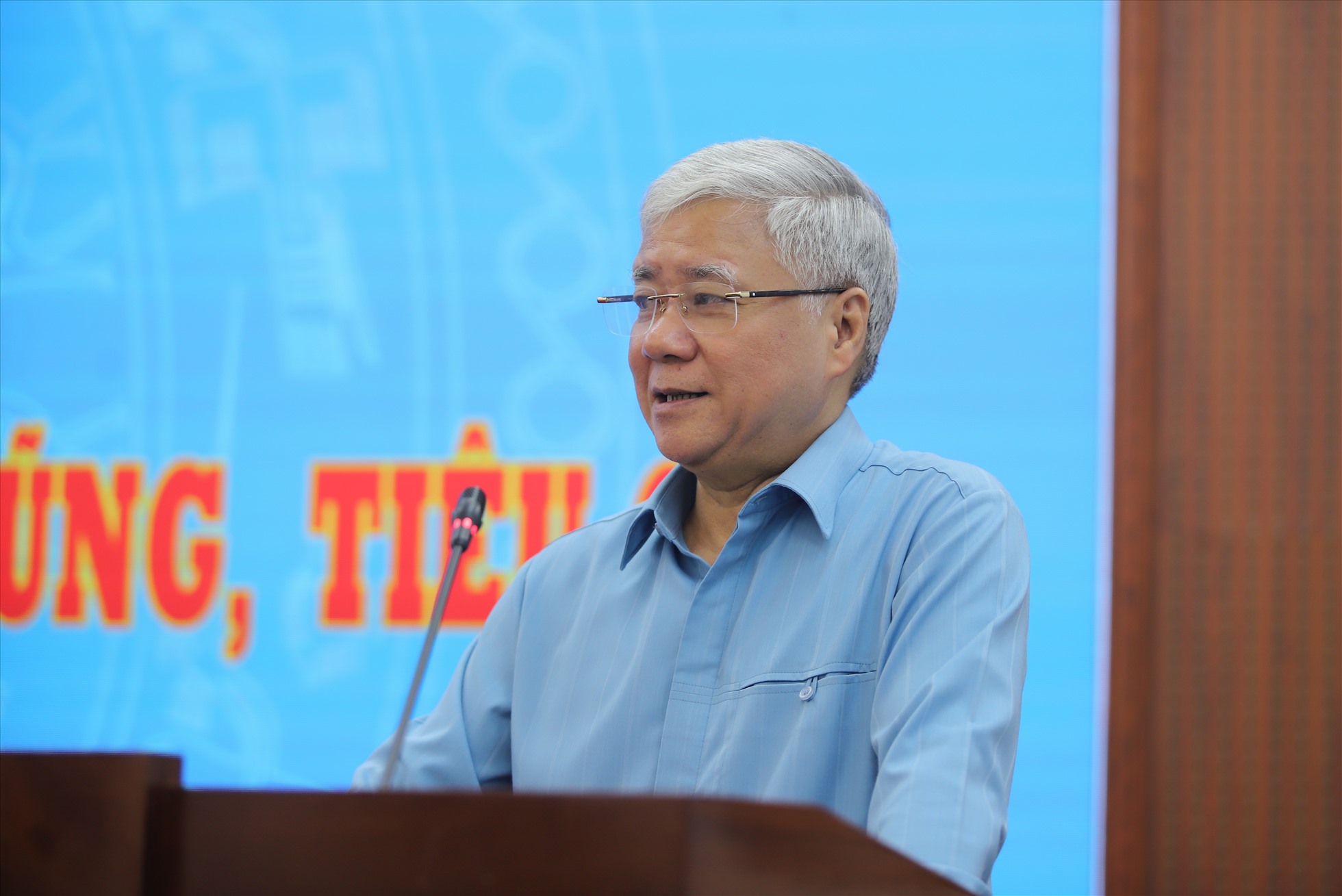 Chủ tịch Ủy ban Trung ương MTTQ Việt Nam Đỗ Văn Chiến phát biểu. Ảnh: Phạm Đông