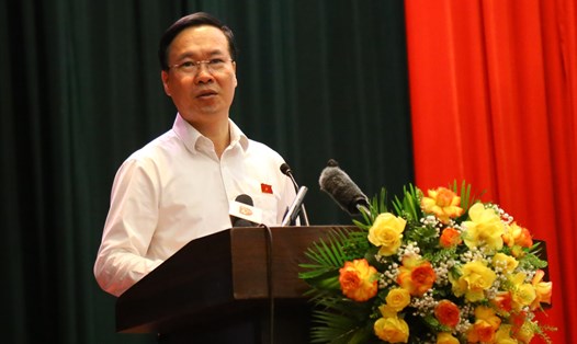Chủ tịch nước Võ Văn Thưởng tiếp xúc cử tri Đà Nẵng. Ảnh: Văn Trực
