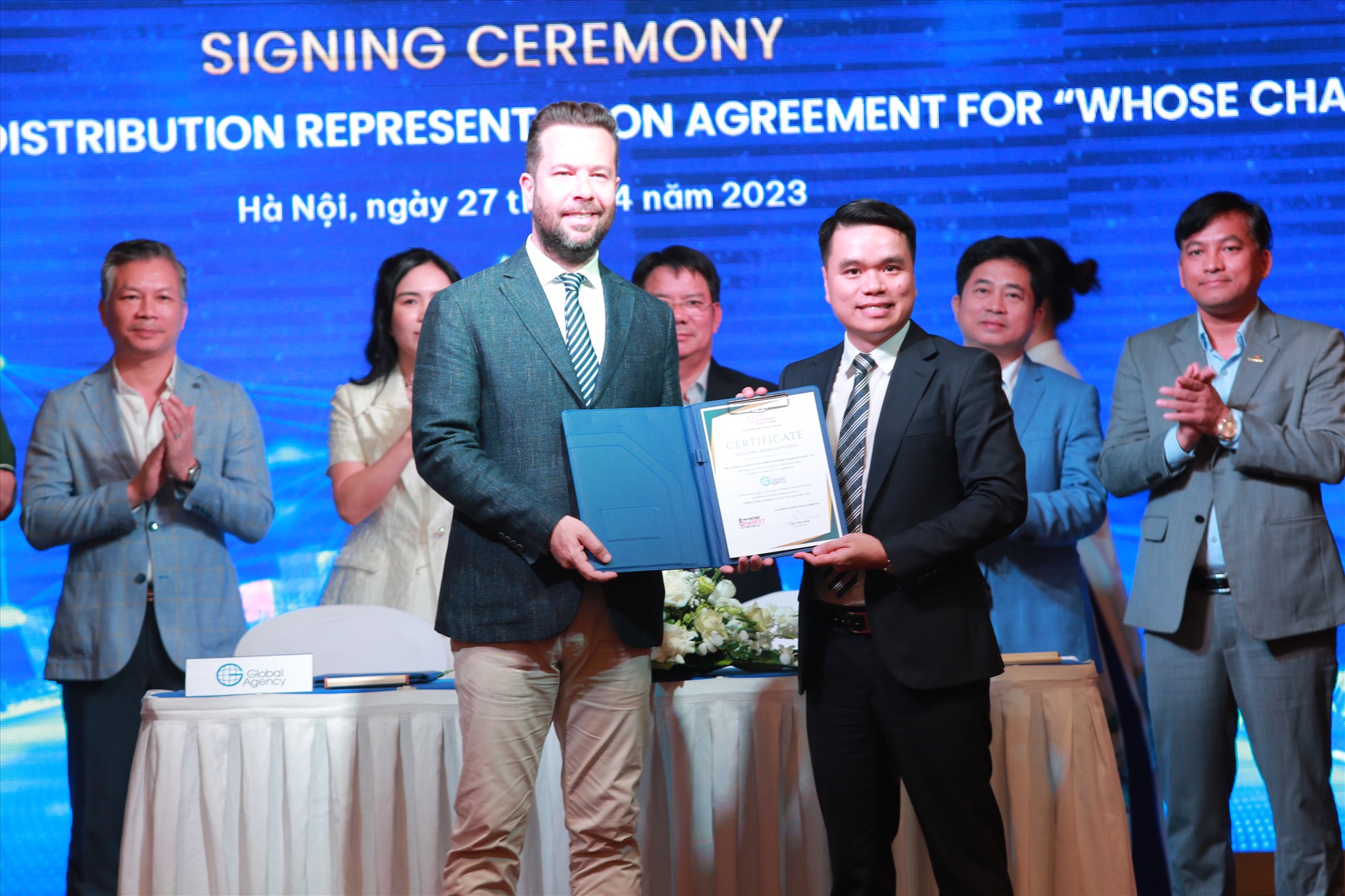 Lễ công bố bản quyền quốc tế format "Whose Chance?" được tổ chức tại Hà Nội. Ảnh: Ban tổ chức