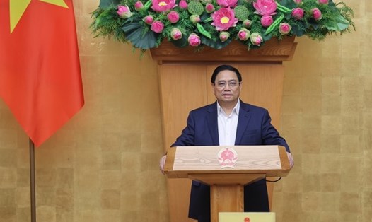 Thủ tướng Phạm Minh Chính chủ trì hội nghị trực tuyến Chính phủ với địa phương về tình hình kinh tế - xã hội. Ảnh: VGP