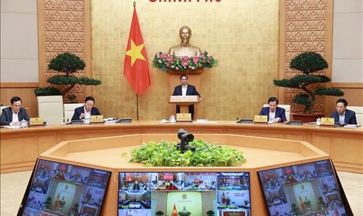 Thủ tướng Phạm Minh Chính chủ trì hội nghị trực tuyến Chính phủ với địa phương. Ảnh: TTXVN
