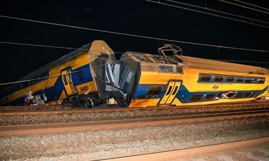 Hiện trường tai nạn tàu hỏa ở Hà Lan. Ảnh chụp màn hình