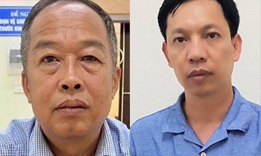 Bị can Trần Văn Dự và Vũ Anh Tuấn (từ trái qua) trong vụ án chuyến bay giải cứu. Ảnh: Bộ Công an