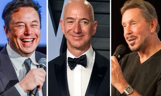 Các tỉ phú giàu nhất thế giới bao gồm Elon Musk, Jeff Bezos và Larry Ellison (từ trái sang). Ảnh: OracleCloud, TNS, NTB