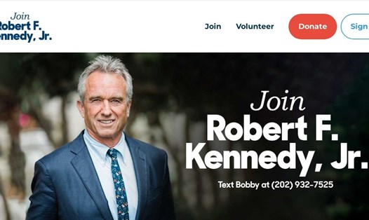 Robert F. Kennedy Jr. tranh cử vị trí ứng viên của đảng Dân chủ trong cuộc bầu cử tổng thống Mỹ 2024. Ảnh chụp màn hình website Robert F. Kennedy Jr.