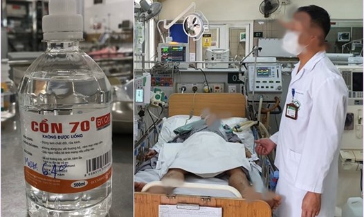 Bệnh nhân ngộ độc cồn công nghiệp methanol cấp cứu tại Trung tâm Chống độc, BV Bạch Mai. Ảnh: Bệnh viện Bạch Mai