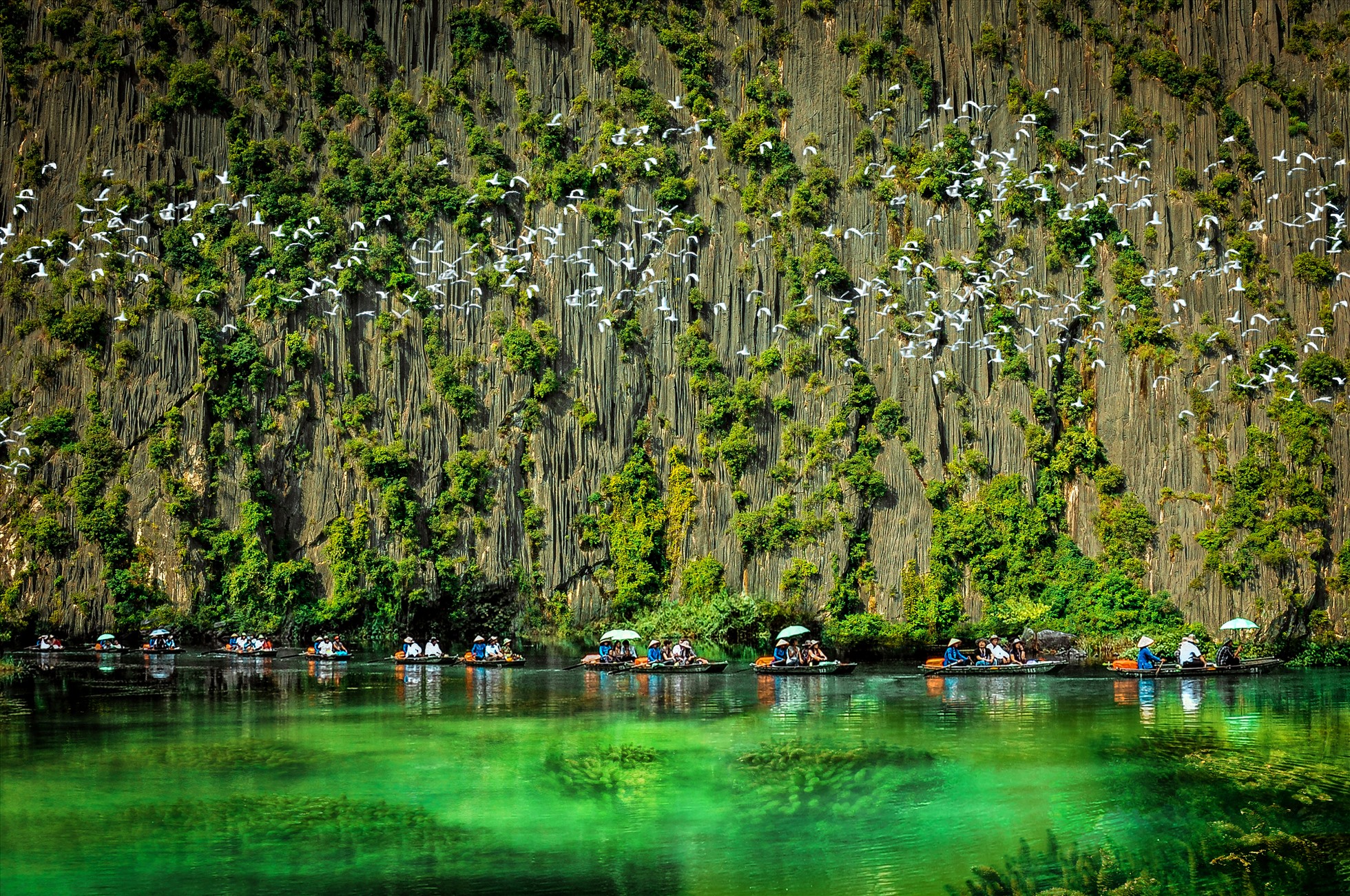 Cảnh sắc tuyệt đẹp tại Khu du lịch Đầm Vân Long (huyện Gia Viễn, Ninh Bình). Ảnh: Lê Hiền