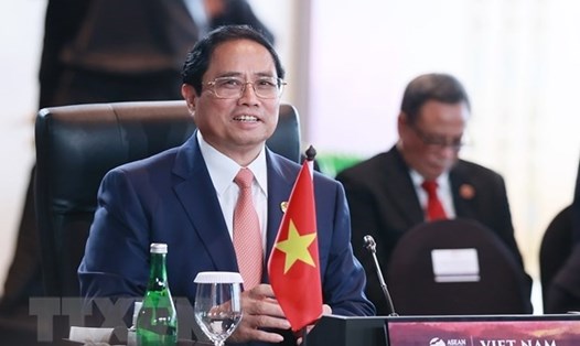 Thủ tướng Phạm Minh Chính tham dự Phiên Đối thoại giữa các lãnh đạo ASEAN và Nhóm công tác cấp cao về tầm nhìn Cộng đồng ASEAN sau 2025. Ảnh: TTXVN