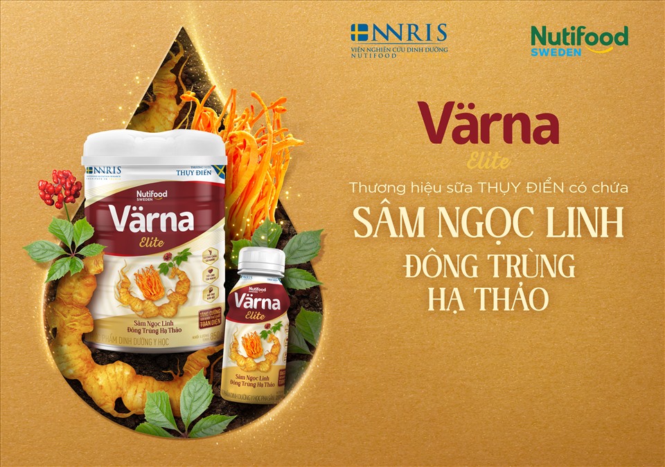 Värna - Nutifood Thụy Điển ra mắt sản phẩm sữa cao cấp Värna Elite sở hữu thành phần từ sâm Ngọc Linh kết hợp cùng Đông trùng hạ thảo. Ảnh: Doanh nghiệp cung cấp