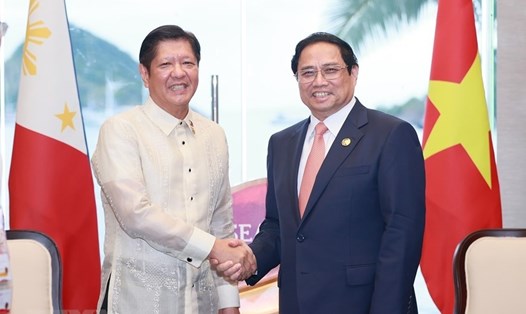 Thủ tướng Chính phủ Phạm Minh Chính gặp Tổng thống Philippines Ferdinand Romualdez Marcos. Ảnh: TTXVN
