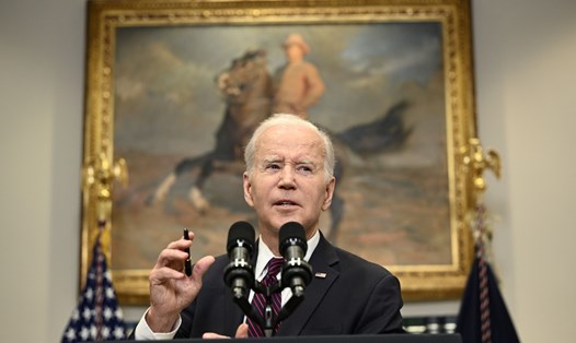 Tổng thống Mỹ Joe Biden phát biểu trước báo giới sau cuộc gặp lãnh đạo Đảng Cộng hoà. Ảnh: AFP